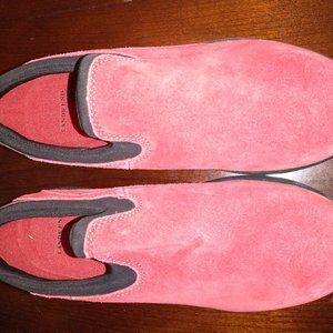LANDS END RED SUEDE WALKING SLIP ONS.. LIKE NEW